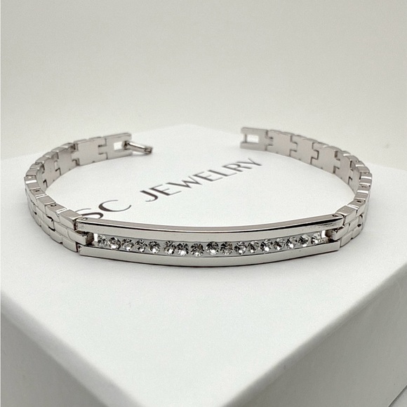 Watch Buckle Bracelet Platinum Plated with Real Zirconia | Lightweight Luxury - Picture 4 of 10